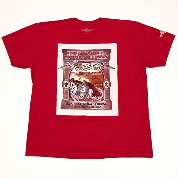 Indy 500 Shirt Mens XL Red Indianapolis Motor Speedway Retro Antique Program * - Picture 2 of 7
